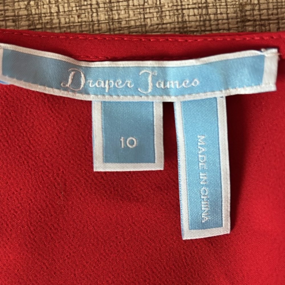 Draper James red wrap top with ruffle sleeve. Size 10. - Picture 7 of 9
